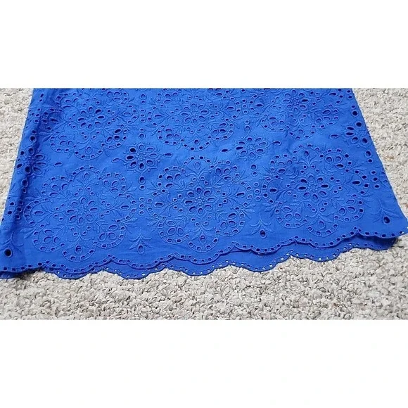 Talbots A-Line Skirt Women's Eyelet Royal Blue Sz 6 NWT cotton lined $109 32x20 - Picture 2 of 14